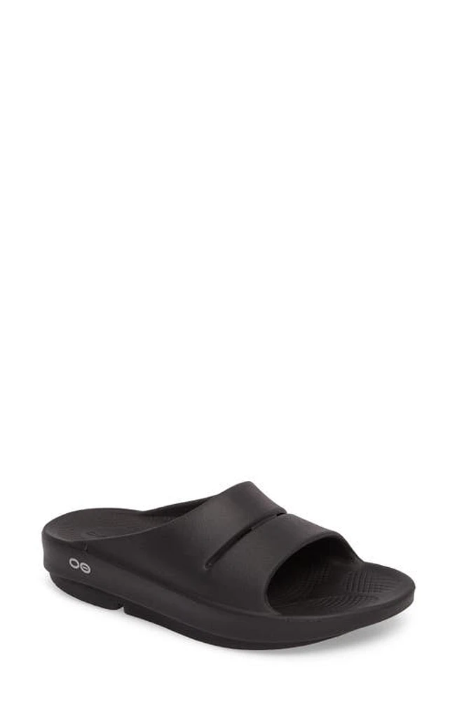 Oofos OOahh Slide Sandal Black at Nordstrom,