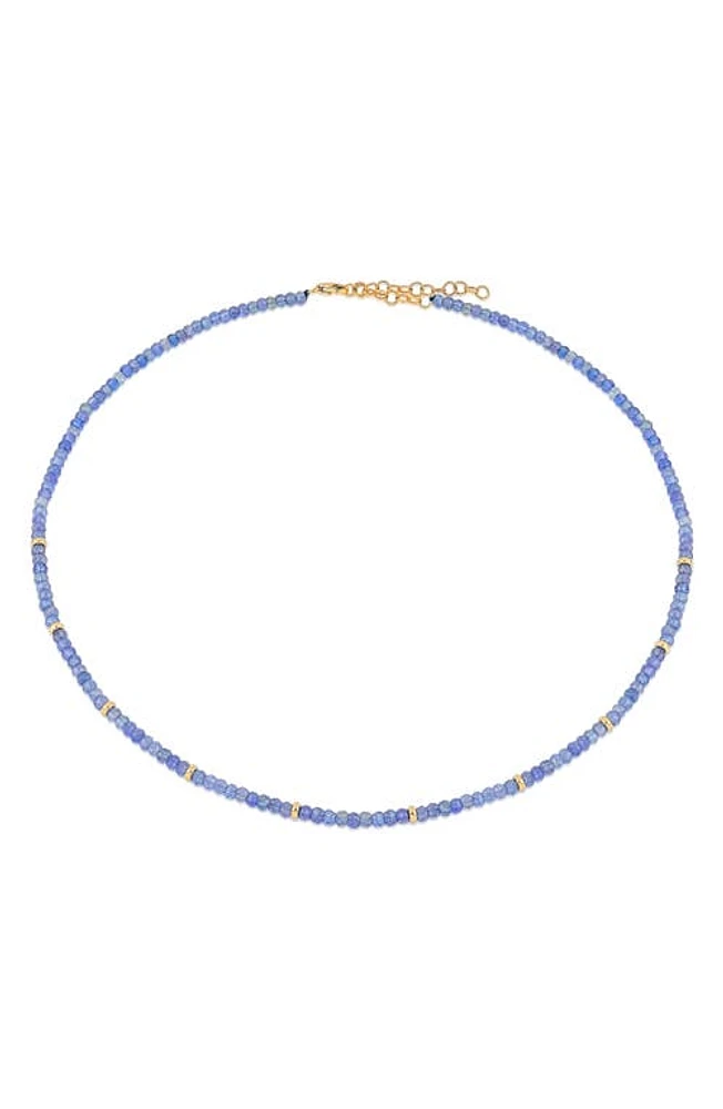 EF Collection Birthstone Beaded Necklace in Yellow Gold /Tanzanite at Nordstrom