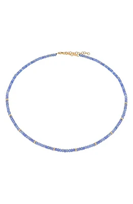 EF Collection Birthstone Beaded Necklace in Yellow Gold /Tanzanite at Nordstrom