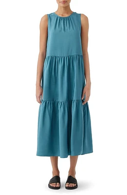 Eileen Fisher Tiered Silk Midi Dress River at Nordstrom,