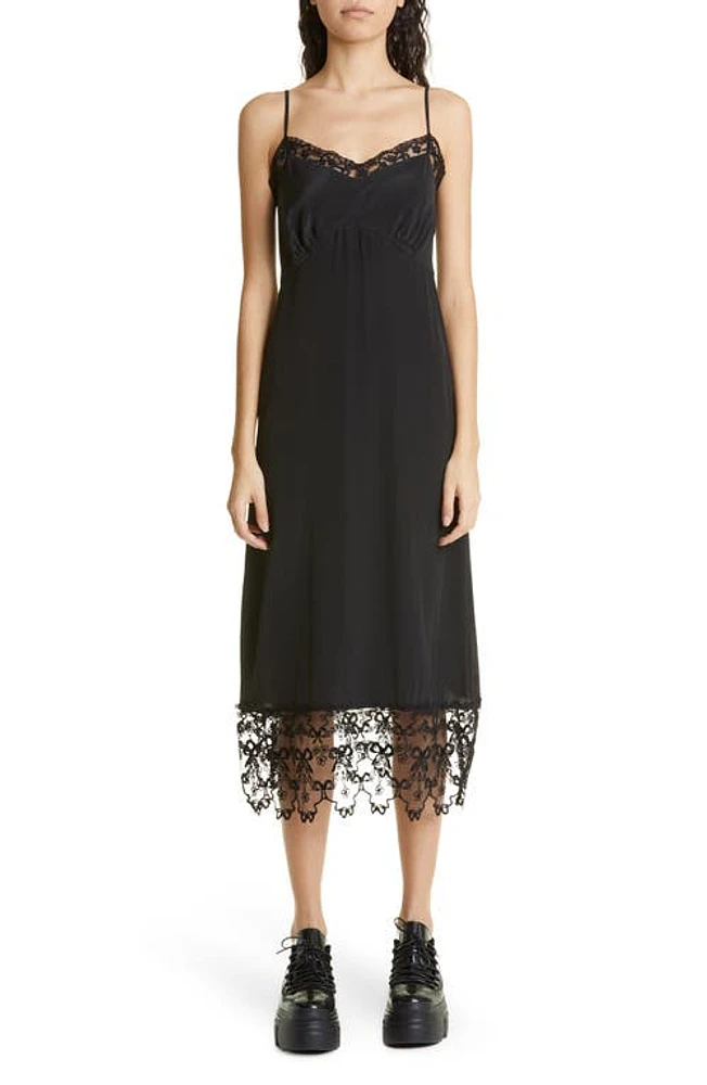 Simone Rocha Lace Trim Slipdress Black at Nordstrom, Us