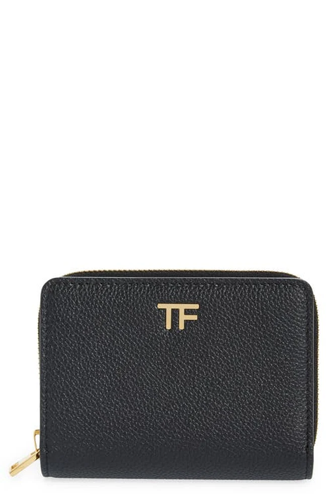 TOM FORD T-Line Soft Grain Leather Zip Wallet in 1N001 Black at Nordstrom