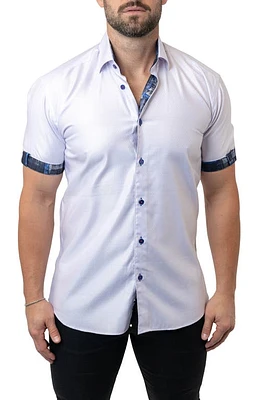 Maceoo Galileo Grate 44 White Contemporary Fit Short Sleeve Button-Up Shirt at