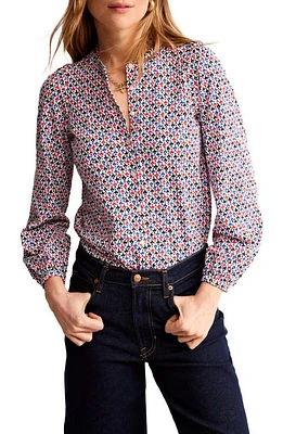 Boden Marina Floral Print Long Sleeve Shirt Multi Trellis Bud at Nordstrom,