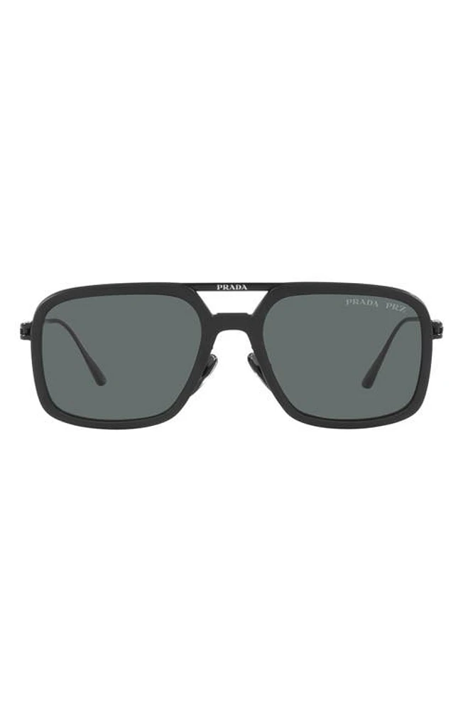 Prada 55mm Polarized Pillow Sunglasses in Matte Black at Nordstrom