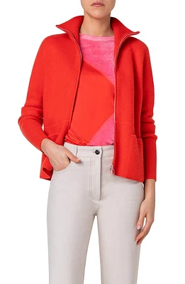 Akris Cashmere Piqué Zip Cardigan Poppy at Nordstrom,