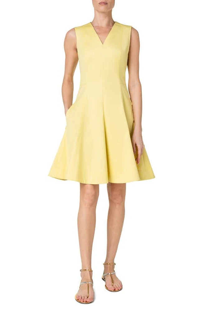 Akris punto Sleeveless Stretch Cotton Fit & Flare Dress in Canary at Nordstrom, Size 4