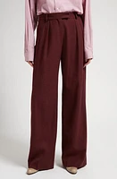 The Row Antone High Waist Pleat Wool Wide Leg Pants Burgundy at Nordstrom,