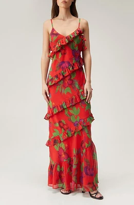 NASTY GAL Floral Tiered Ruffle Chiffon Maxi Dress at Nordstrom,