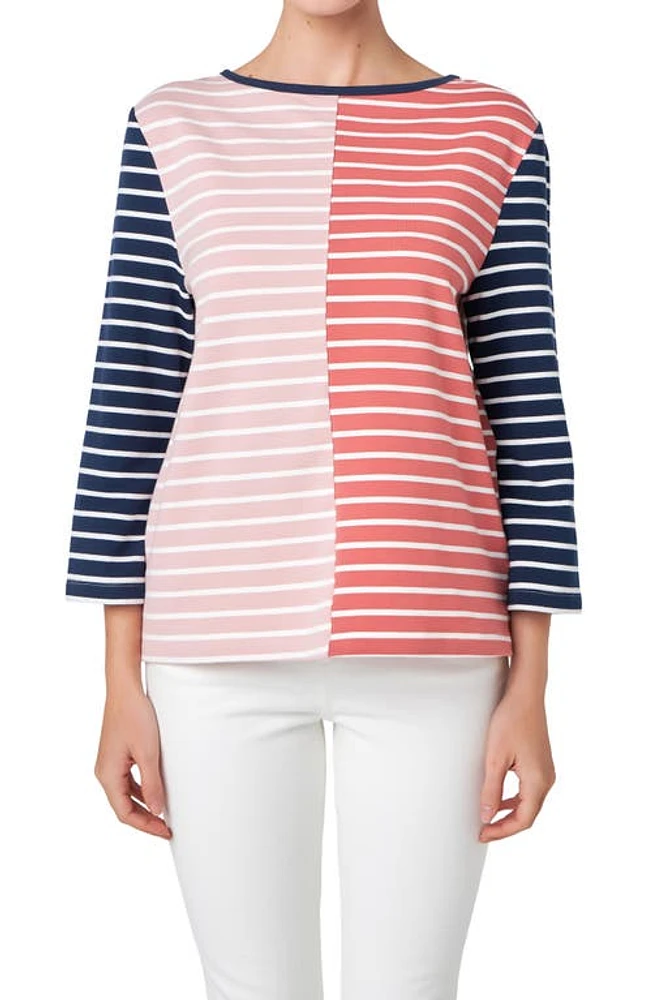 English Factory Stripe Colorblock Top Pink Multi at Nordstrom,