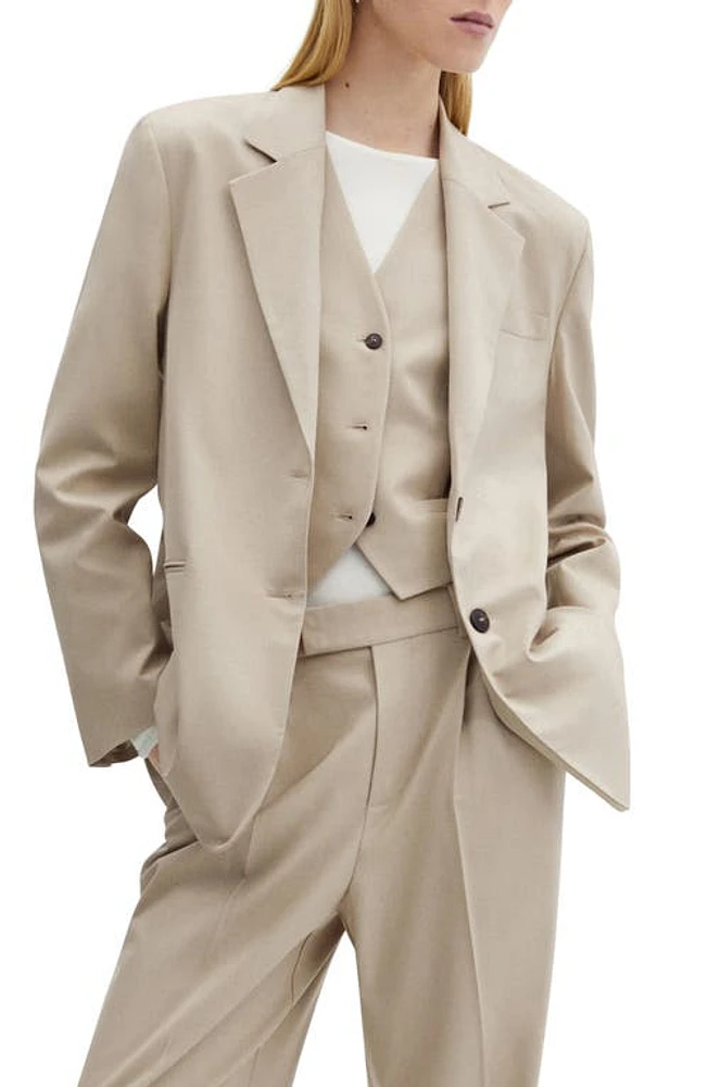 MANGO Suit Blazer Beige at Nordstrom,