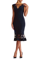 Aidan Mattox by Adrianna Papell Floral Lace Trim Mesh Cocktail Dress at Nordstrom,