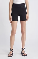 FRAME Jet Set Pull-On Denim Shorts Sheen Noir at Nordstrom,