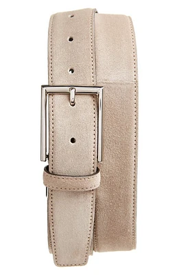 Canali Suede Calfskin Leather Belt Beige at Nordstrom,