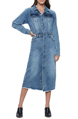 Wash Lab Denim Raglan Long Sleeve Shirtdress Blue at Nordstrom,