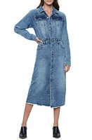 Wash Lab Denim Raglan Long Sleeve Shirtdress Blue at Nordstrom,