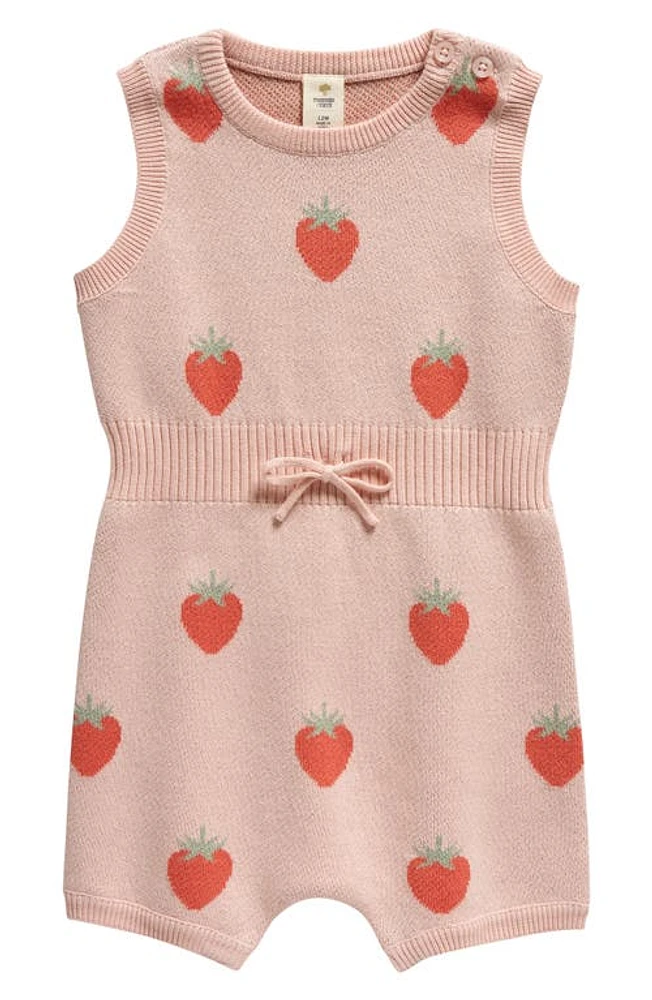 Tucker + Tate Ribbed Waist Cotton Romper in Pink English- Multi Strawberry at Nordstrom, Size 9M