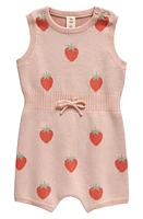 Tucker + Tate Ribbed Waist Cotton Romper in Pink English- Multi Strawberry at Nordstrom, Size 9M