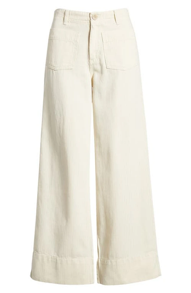 Treasure & Bond Patch Pocket Ankle Herringbone Twill Wide Leg Pants at Nordstrom,