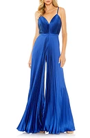 Ieena for Mac Duggal Pleated Satin Wide Leg Jumpsuit at Nordstrom,