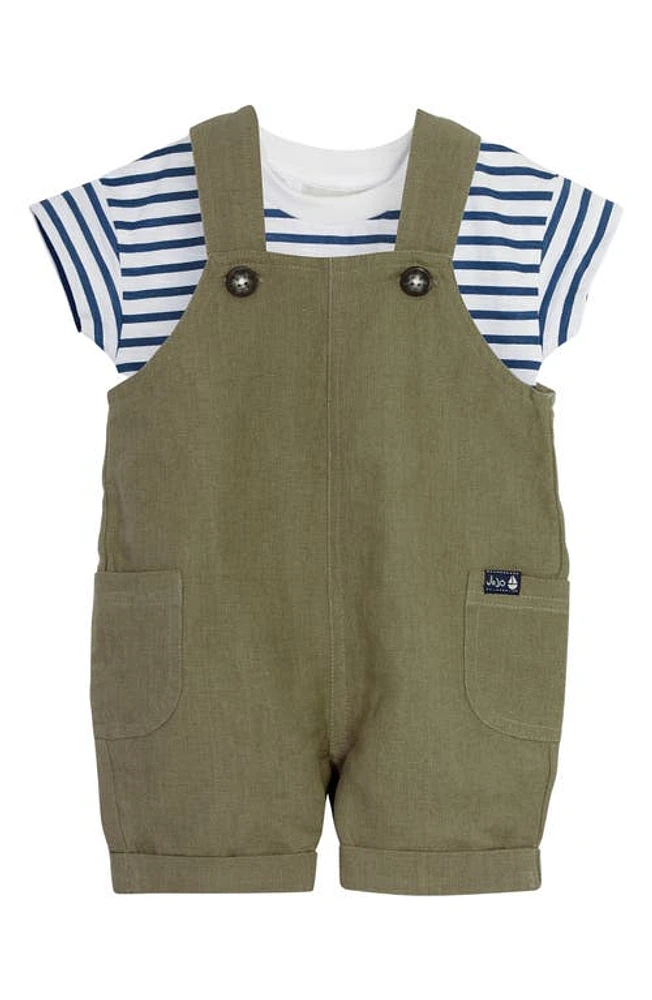 JOJO MAMAN BEBE Stripe T-Shirt & Overalls Set Khaki at Nordstrom,