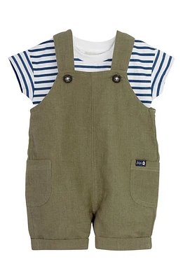 JOJO MAMAN BEBE Stripe T-Shirt & Overalls Set Khaki at Nordstrom,