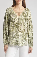 Tommy Bahama Monstera Mirage Metalllic Stripe Top Tea Leaf at Nordstrom,