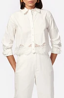 CAMI NYC Sora Lace Trim Button-Up Shirt in White at Nordstrom, Size Medium