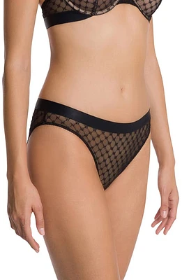 Wolford Sheer Logo Bikini Briefs Black at Nordstrom,