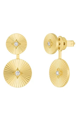 EF Collection 14K Gold Fluted Diamond Disc Drop Earrings in 14K Yellow Gold at Nordstrom