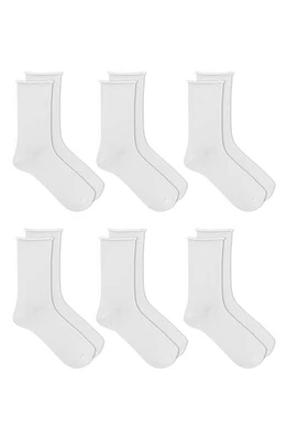 K Bell Socks 6-Pack Relaxed Roll Top Socks in White at Nordstrom, Size 9