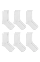 K Bell Socks 6-Pack Relaxed Roll Top Socks in White at Nordstrom, Size 9