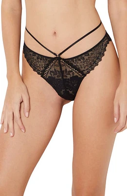 Etam Indomptee Strappy Lace Tanga Black at Nordstrom,