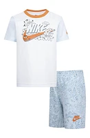 Nike Kids' Swoosh Graphic T-Shirt & Sweat Shorts Set Glacier Blue at Nordstrom