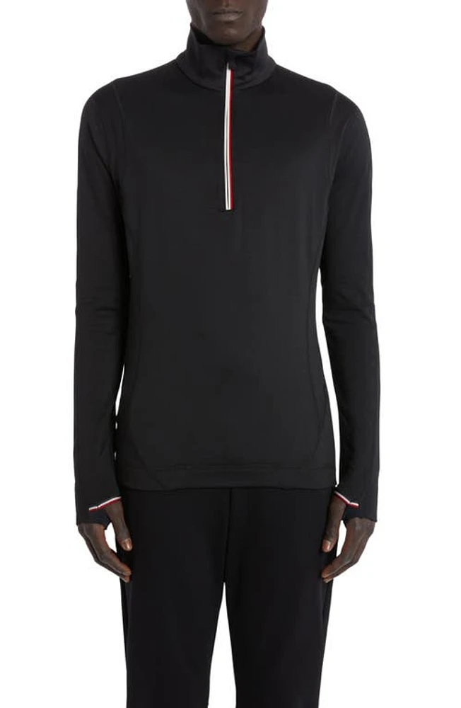 Moncler Grenoble Quarter Zip Pullover Black at Nordstrom,