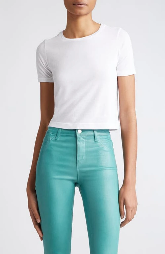 L'AGENCE Donna Organic Cotton Crop T-Shirt White at Nordstrom,