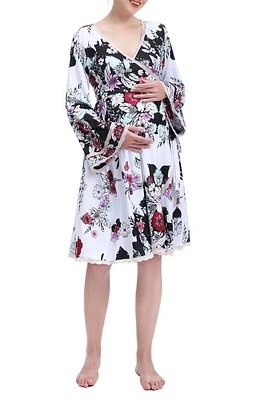 Kimi and Kai Gini Lounge Maternity Robe White at Nordstrom,