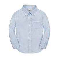 Hope & Henry Boys' Linen Classic Button Down Shirt, Infant in Chambray Blue Texture at Nordstrom, Size 18-24M