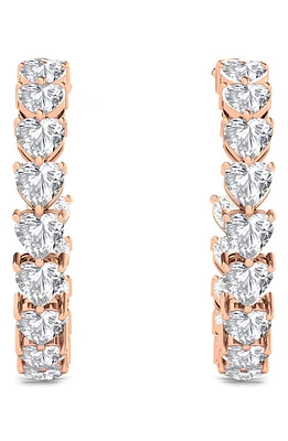 HauteCarat Heart Lab Created Diamond Inside Out Hoop Earrings in 18K Rose Gold at Nordstrom, Size One Size Oz