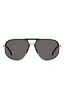 Carrera Eyewear 60mm Aviator Sunglasses in Matte Black/Gray Polar at Nordstrom