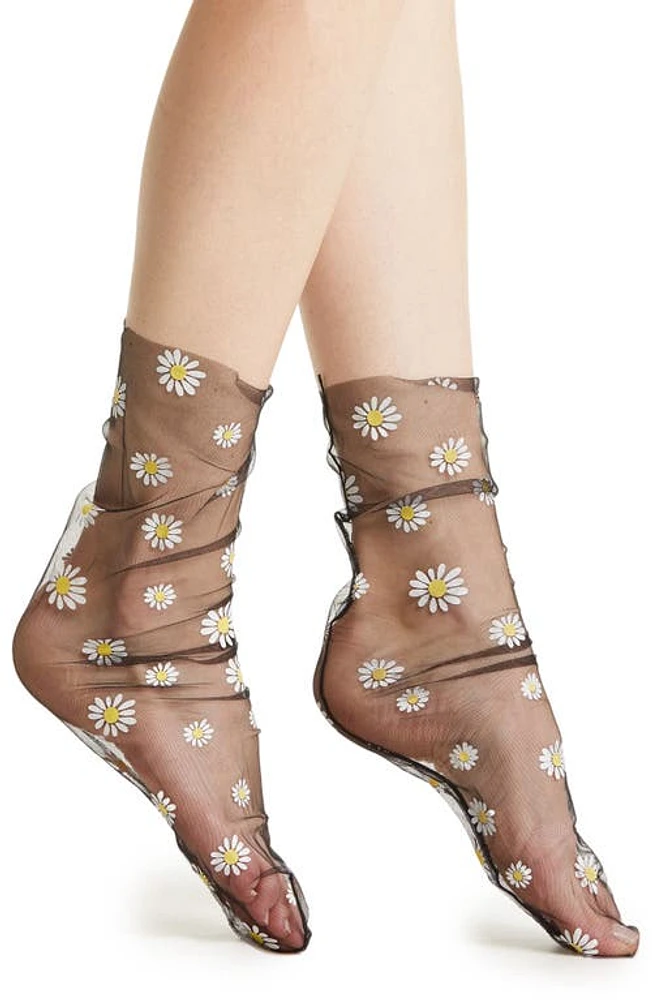 HIGH HEEL JUNGLE Daisy Tulle Socks in Black at Nordstrom