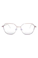 Fifth & Ninth Selena 54mm Geometric Blue Light Blocking Glasses in Rose Gold/Clear at Nordstrom