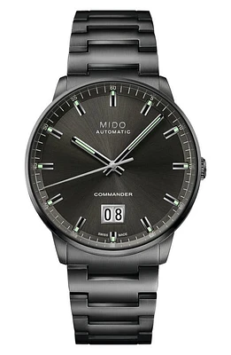 MIDO Commander Big Date Automatic Bracelet Watch, 42mm in Black at Nordstrom