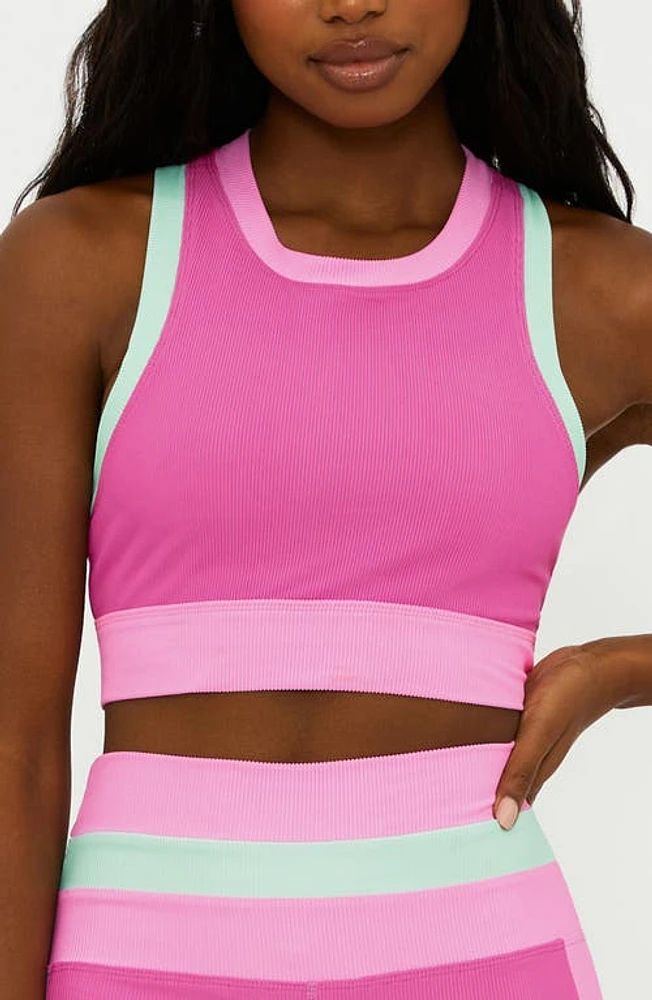 Beach Riot Gwen Rib Colorblock Sports Bra Blossom at Nordstrom,