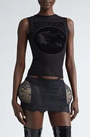 Jean Paul Gaultier x Shayne Oliver Flocked Earth Mesh Tank Black/Black at Nordstrom,