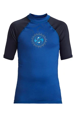 Quiksilver Kids' Everyday Short Sleeve Rashguard in Blue/Black at Nordstrom, Size 5