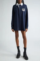 Stella McCartney Embroidered Cat Long Sleeve Cotton Rugby Shirt Navy at Nordstrom,