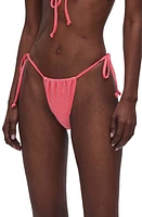 Good American Sparkle Tiny Ties Bikini Bottoms Fiery Coral 002 at