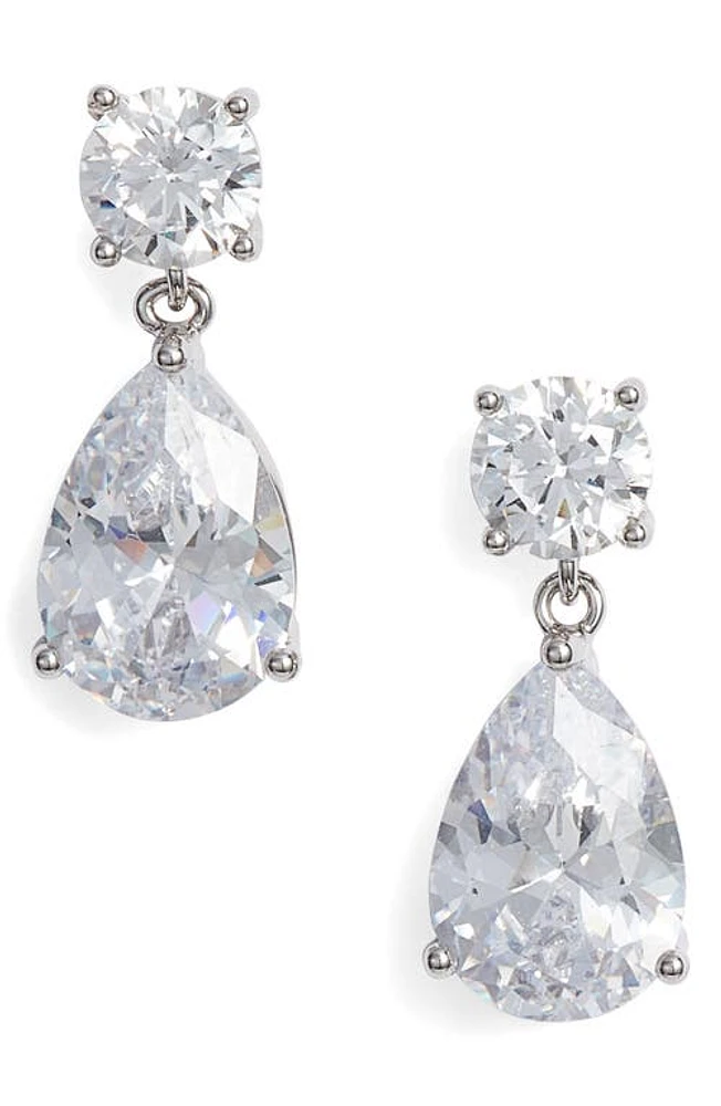 Nordstrom Cubic Zirconia Teardrop Earrings in Clear- Silver at Nordstrom