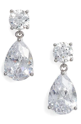 Nordstrom Cubic Zirconia Teardrop Earrings in Clear- Silver at Nordstrom